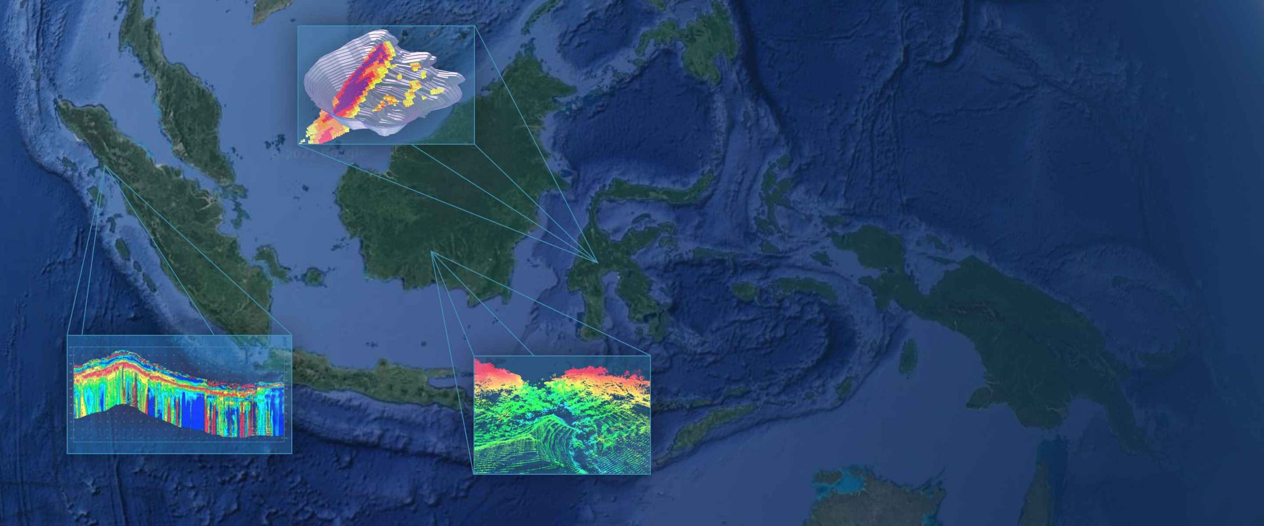 Map of Indonesia with Geophysical Survey Data for Mining