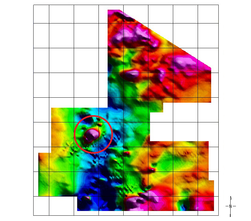 RTP Magnetic Survey Map with highlighted Porphyry Deposit in Indonesia
